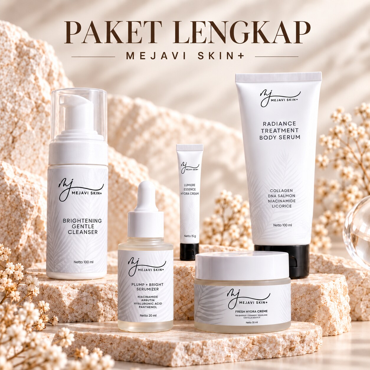 Paket lengkap Mejavi Skin+ untuk rutinitas skincare kulit sensitif